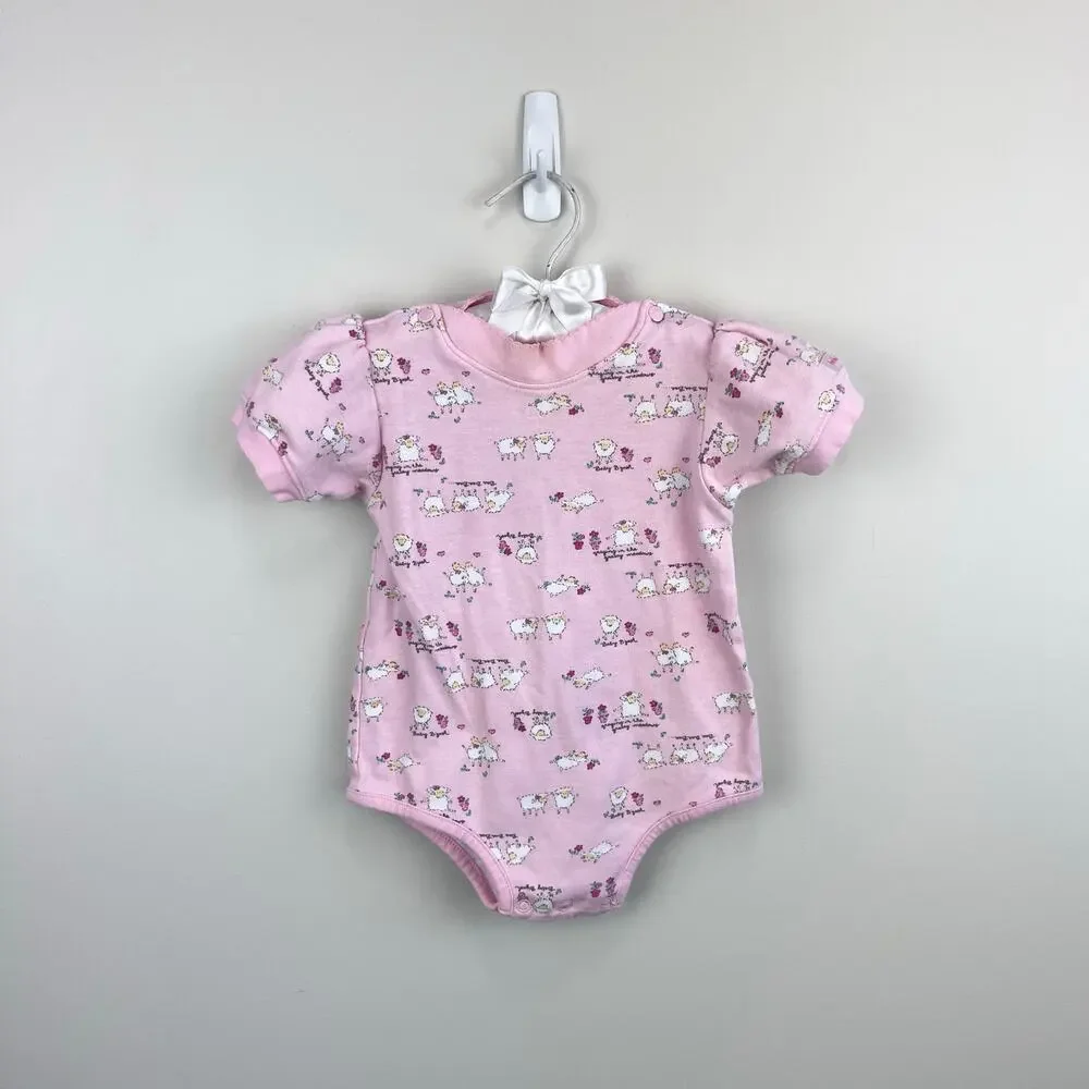 Vintage OshKosh B'gosh Pink Baby Lamb Bodysuit 6-9 Months